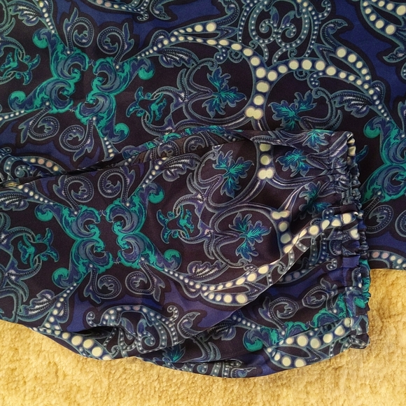 Jones NY Signature Stretch Floral Open Sleeve Oversized Top M Blue Purple - Picture 7 of 14